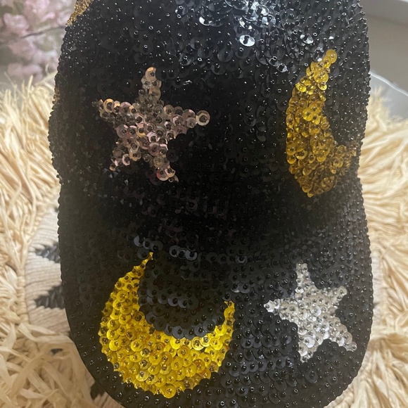 Stars and Half Moon Vintage Sequined Baseball Hat 80s/90s - Picture 2 of 4